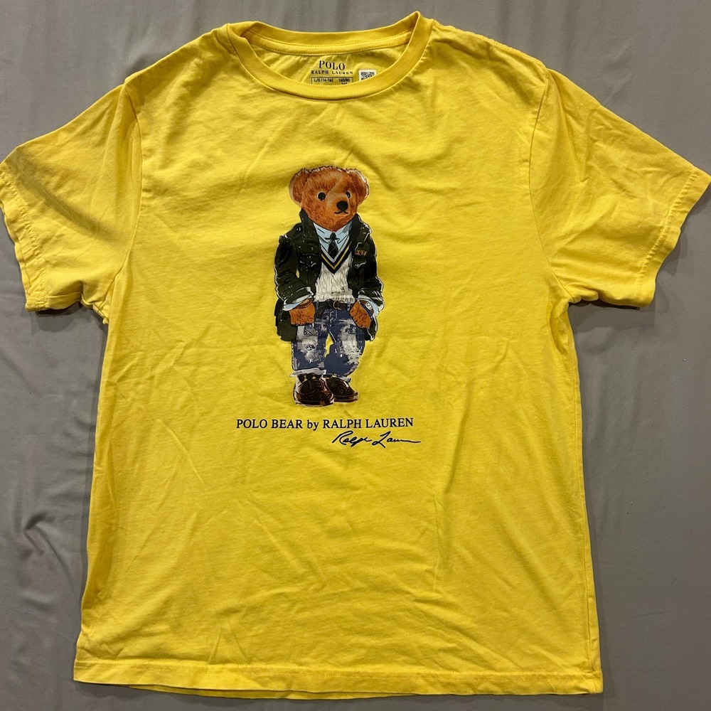 Polo Ralph Lauren Kids Yellow Polo Bear Graphic T-Shirt Size L 14-16